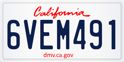 CA license plate 6VEM491