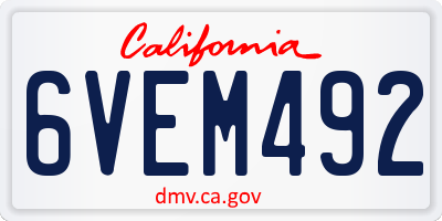 CA license plate 6VEM492