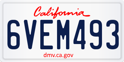 CA license plate 6VEM493