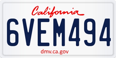 CA license plate 6VEM494