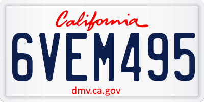 CA license plate 6VEM495
