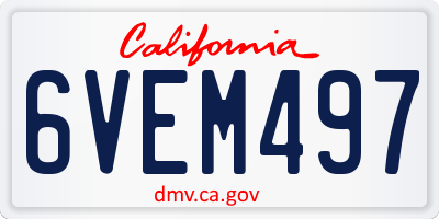 CA license plate 6VEM497