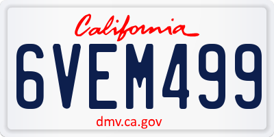 CA license plate 6VEM499