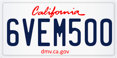 CA license plate 6VEM500