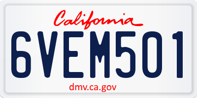 CA license plate 6VEM501