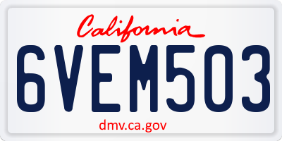 CA license plate 6VEM503