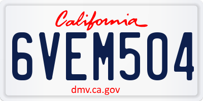CA license plate 6VEM504