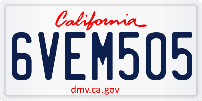 CA license plate 6VEM505