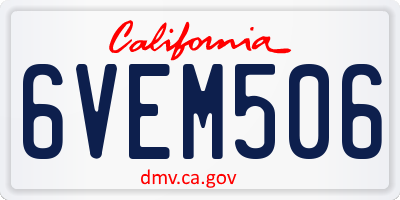 CA license plate 6VEM506