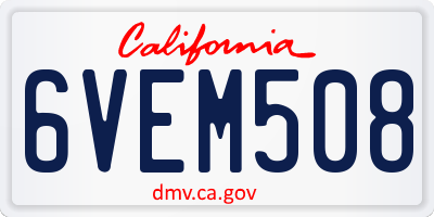 CA license plate 6VEM508
