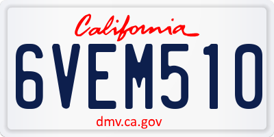 CA license plate 6VEM510
