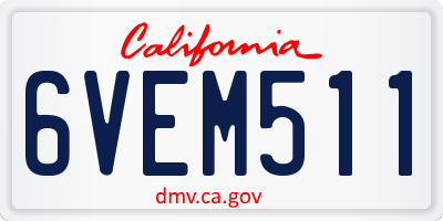 CA license plate 6VEM511