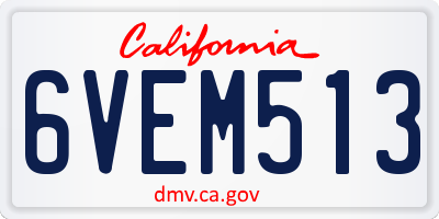 CA license plate 6VEM513