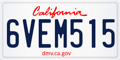CA license plate 6VEM515