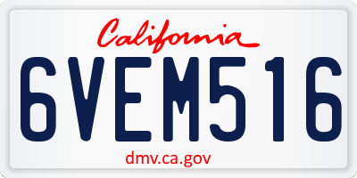 CA license plate 6VEM516