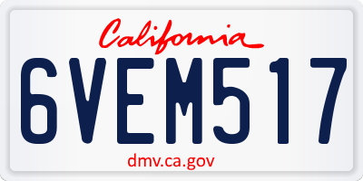 CA license plate 6VEM517