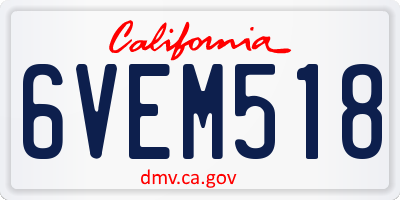 CA license plate 6VEM518