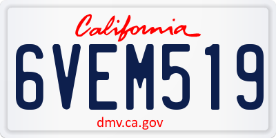 CA license plate 6VEM519