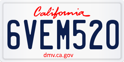 CA license plate 6VEM520