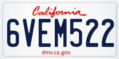 CA license plate 6VEM522