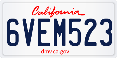 CA license plate 6VEM523