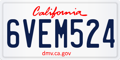 CA license plate 6VEM524