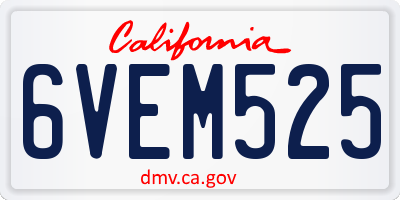 CA license plate 6VEM525