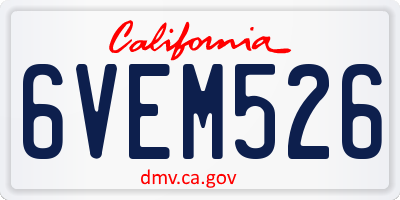 CA license plate 6VEM526