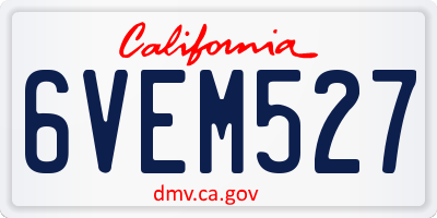CA license plate 6VEM527