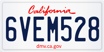 CA license plate 6VEM528