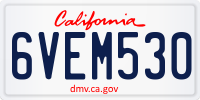 CA license plate 6VEM530