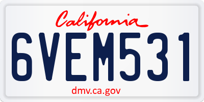 CA license plate 6VEM531