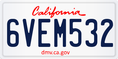 CA license plate 6VEM532