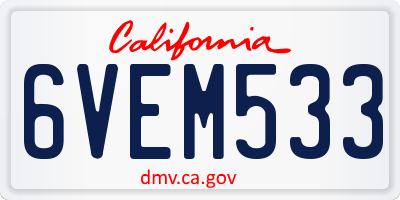 CA license plate 6VEM533
