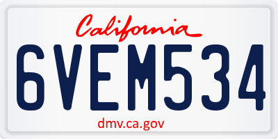 CA license plate 6VEM534