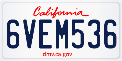 CA license plate 6VEM536