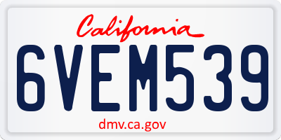 CA license plate 6VEM539
