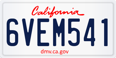 CA license plate 6VEM541