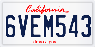 CA license plate 6VEM543