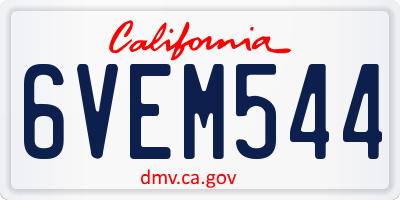 CA license plate 6VEM544