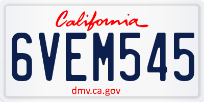 CA license plate 6VEM545