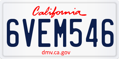 CA license plate 6VEM546