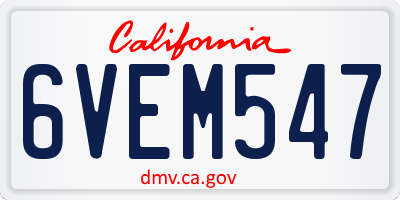CA license plate 6VEM547