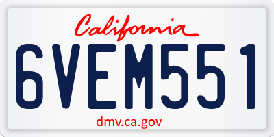 CA license plate 6VEM551