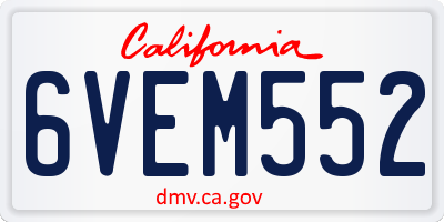 CA license plate 6VEM552