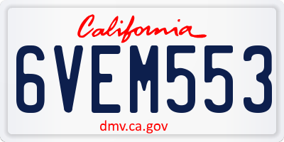 CA license plate 6VEM553