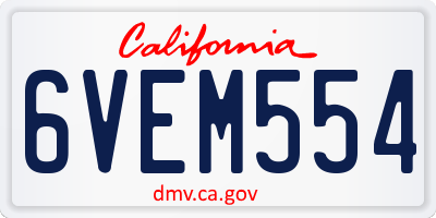 CA license plate 6VEM554