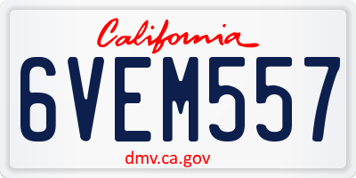 CA license plate 6VEM557