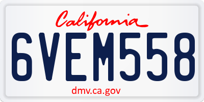 CA license plate 6VEM558