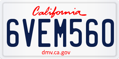 CA license plate 6VEM560